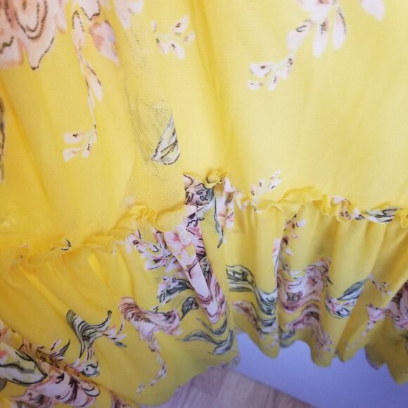 Women's Pastel Yellow Cottagecore Peasant Pairie Coastal Fairycore Maxi Skirt XL - Picture 8 of 8